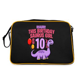 This Birthday Saurus Girl Is 5 Dinosaur - Retro Bag - black/gold - Back