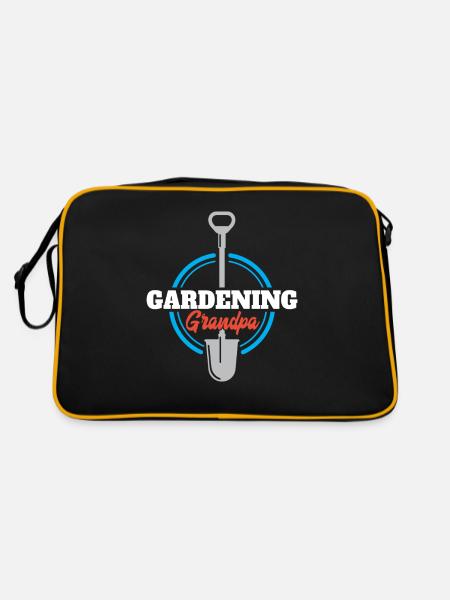 Gardening Grandpa Grandfather Garden Gardener - Retro Bag - black/gold - Back