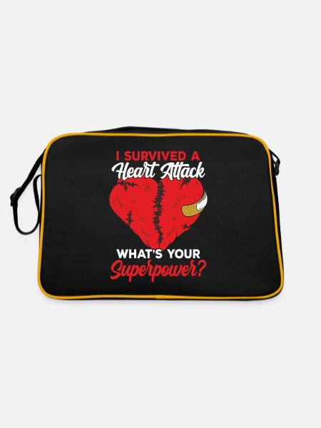 I survived a heart attack Heart attack - Retro Bag - black/gold - Back