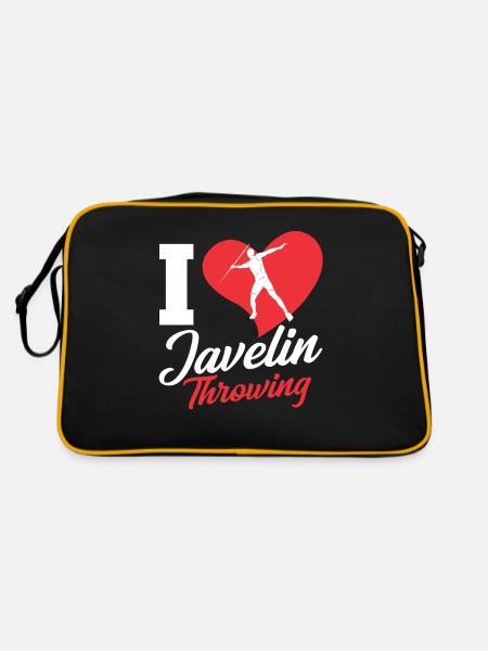 Ich Liebe Speerwerfen Speer Speerwurf Speerwerfer - Retro Tasche - Schwarz/Gold - Hinten