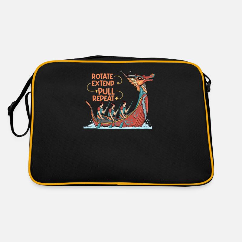 Drachenboot Paddelboot Japan japanisches Rudern - Retro Tasche - Schwarz/Gold
