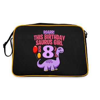 This Birthday Saurus Girl Is 8 Dinosaur - Retro Bag - black/gold - Back