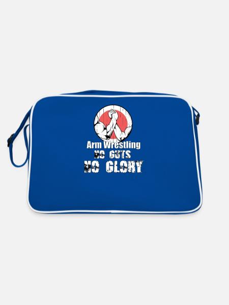 Armdrücken Baumfällen Kraftsport Armwrestling - Retro Tasche - Blau/Weiß - Hinten
