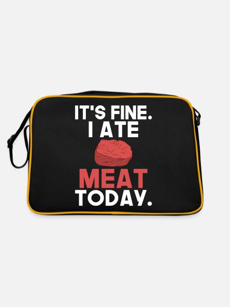 BBQ Grill Rindfleisch Liebhaber Geschenke - Retro Tasche - Schwarz/Gold - Hinten