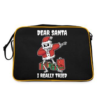 I Really Tried Lieber Weihnachtsmann Geschenk - Retro Tasche - Schwarz/Gold - Hinten