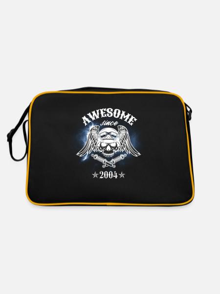 Awesome since 2004, Biker 19. Geburtstag - Retro Tasche - Schwarz/Gold - Hinten