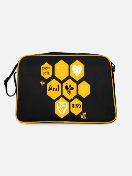 Montrez de l’amour et soyez gentil - Sac Retro - noir/or - Dos