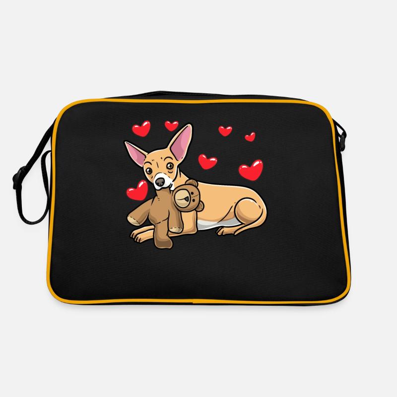 Chiweenie Dog with Stuffed Toy Retro Bag