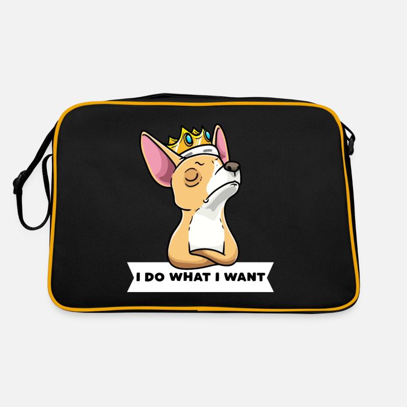 Chiweenie dog with crown Retro Bag