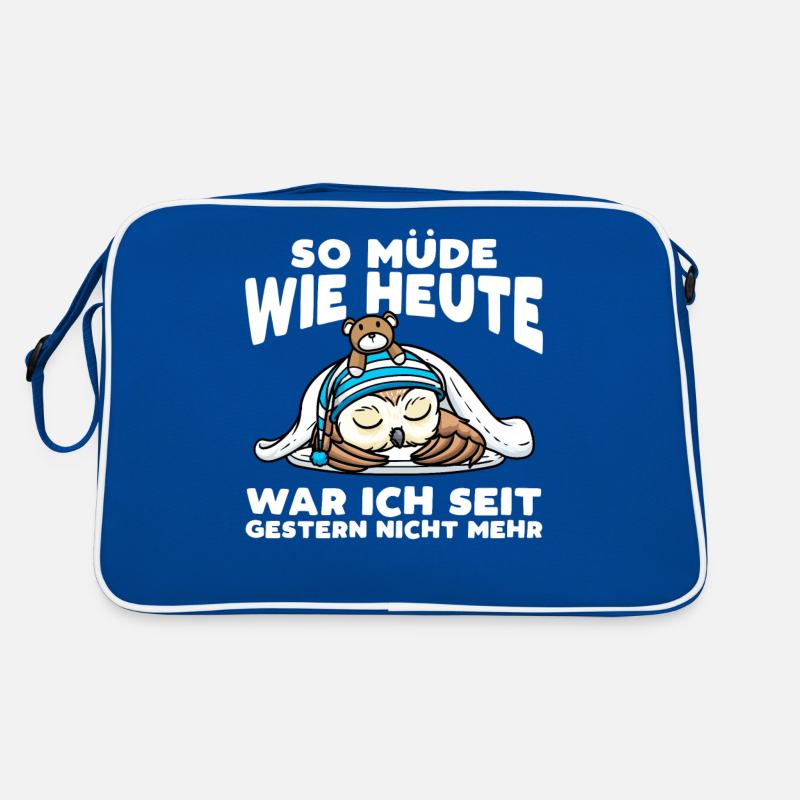 Schlafenden Eule Mit Kuscheltier So Müde Wie Heute Retro Tasche