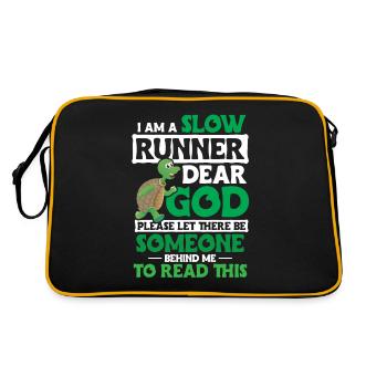 Turtle Saying Running Funny - Retro Bag - black/gold - Back