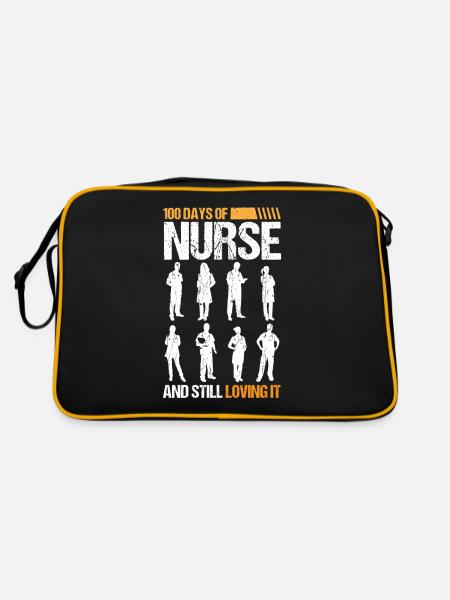 Infirmière 100 jours de vie amoureuse infirmière - Sac Retro - noir/or - Dos