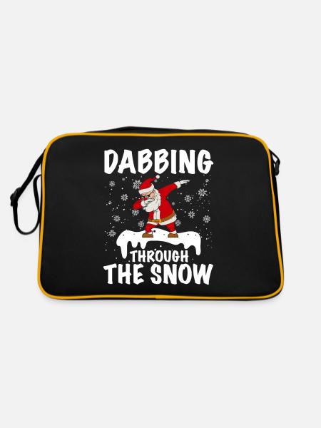 Santa Claus dabs through the snow - Retro Bag - black/gold - Back