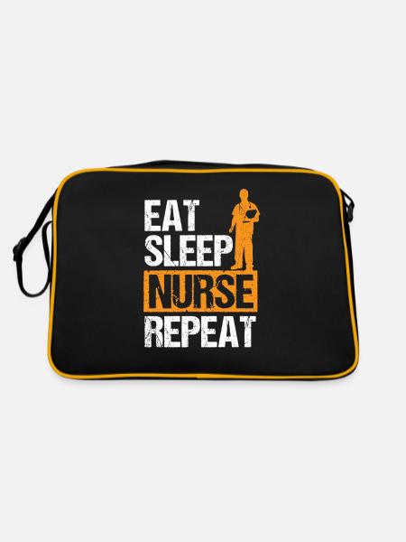 Eat Sleep Nurse Repeat Hospital Idée cadeau - Sac Retro - noir/or - Dos