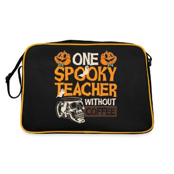 One Spooky Teacher Without Coffee Halloween Coffe - Retro Tasche - Schwarz/Gold - Hinten