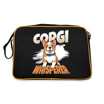 Corgi Hund Corgis Welsh-Corgi Welpe Süßer-Corgi Ha - Retro Tasche - Schwarz/Gold - Hinten