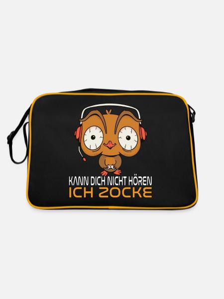 Kann Dich Nicht Hören Ich Zocke. Gaming Zocken - Retro Tasche - Schwarz/Gold - Hinten