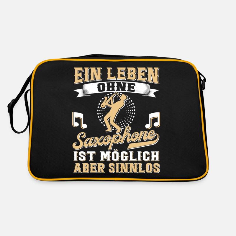 Saxophon. - Retro Tasche - Schwarz/Gold