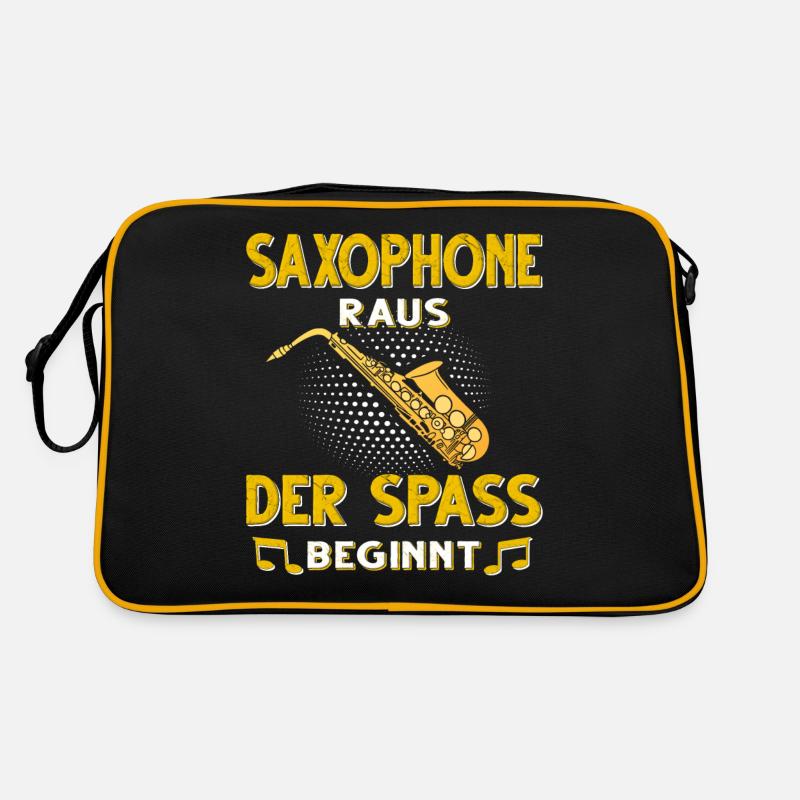 Saxophon. - Retro Tasche - Schwarz/Gold