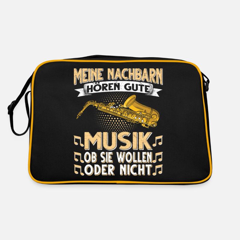 Saxophon. - Retro Tasche - Schwarz/Gold