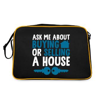 Ask Me About Buying Or Selling A House 2 - Retro Tasche - Schwarz/Gold - Hinten