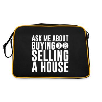 Ask Me About Buying Or Selling A House - Retro Tasche - Schwarz/Gold - Hinten