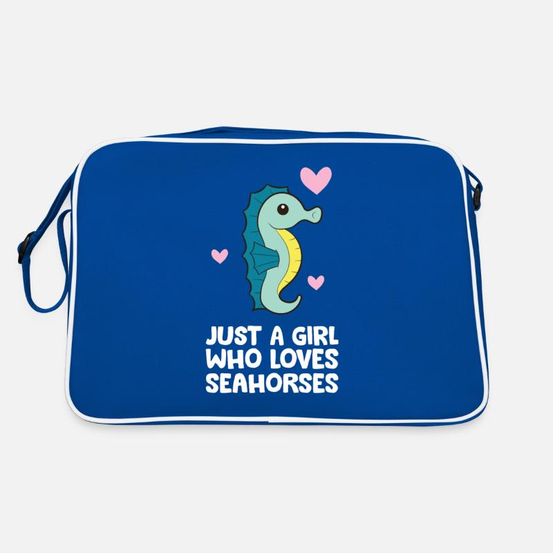 Nur ein Mädchen, das Seepferdchen liebt Retro Tasche