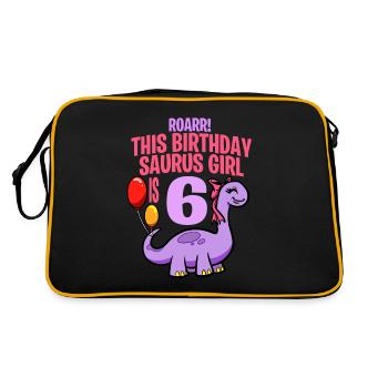 This Birthday Saurus Girl Is 6 Dinosaur - Retro Bag - black/gold - Back
