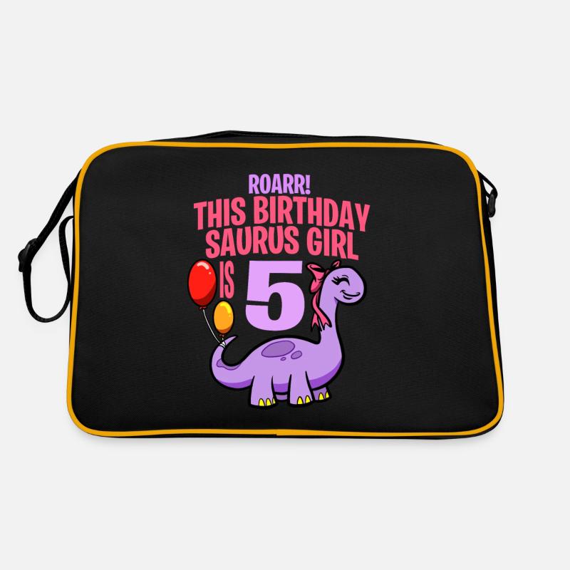 Dieses Geburtstags-Saurus-Mädchen ist 5 Dinosaurier Retro Tasche