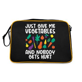 Vegetable Lover Vegetarian Gifts - Retro Bag - black/gold - Back
