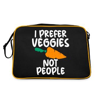 Vegetable Lover Vegetarian Gifts - Retro Bag - black/gold - Back