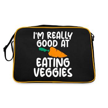 Vegetable Lover Vegetarian Gifts - Retro Bag - black/gold - Back
