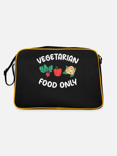 Vegetable Lover Vegetarian Gifts - Retro Bag - black/gold - Back