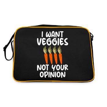 Vegetable Lover Vegetarian Gifts - Retro Bag - black/gold - Back