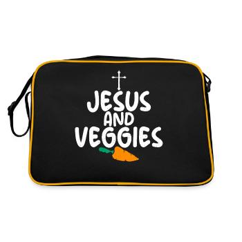 Vegetable Lover Vegetarian Gifts - Retro Bag - black/gold - Back