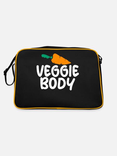 Vegetable Lover Vegetarian Gifts - Retro Bag - black/gold - Back
