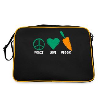Vegetable Lover Vegetarian Gifts - Retro Bag - black/gold - Back