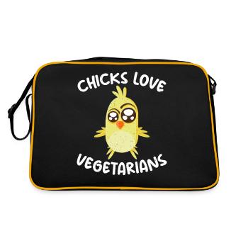 Vegetable Lover Vegetarian Gifts - Retro Bag - black/gold - Back
