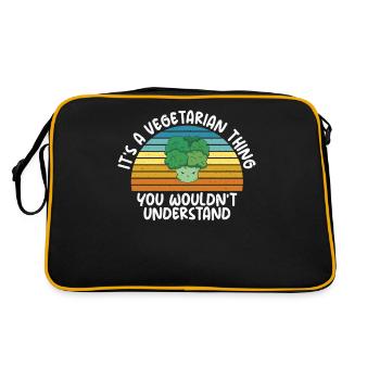 Vegetable Lover Vegetarian Gifts - Retro Bag - black/gold - Back