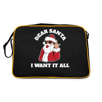 I Want It All Lieber Weihnachtsmann Geschenk - Retro Tasche - Schwarz/Gold - Hinten
