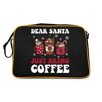 Just Bring Coffee Lieber Weihnachtsmann Geschenk - Retro Tasche - Schwarz/Gold - Hinten