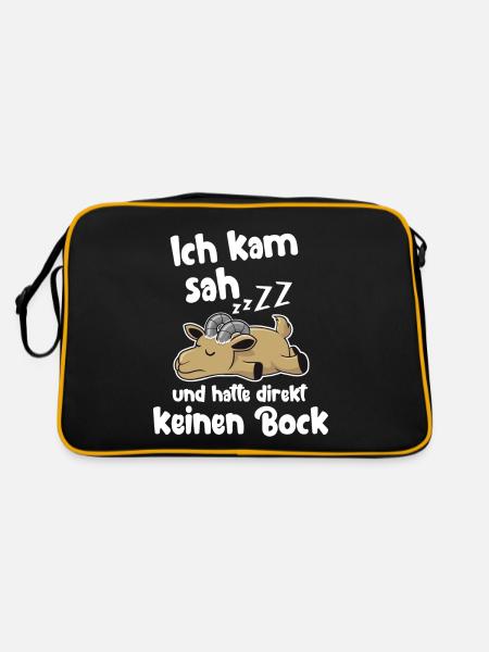 Lustiges Ziegen Morgenmuffel Langschläfer - Retro Tasche - Schwarz/Gold