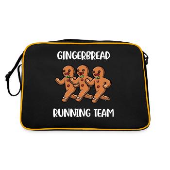 Gingerbread Man Running Team Keks Geschenk - Retro Tasche - Schwarz/Gold - Hinten