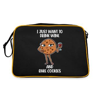 Drink Wine And Bake Cookies Keks Geschenk - Retro Tasche - Schwarz/Gold - Hinten