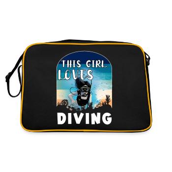 Diving Girl Diving Gift - Retro Bag - black/gold - Back