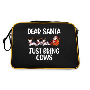 Just Bring Cows Lieber Weihnachtsmann Geschenk - Retro Tasche - Schwarz/Gold - Hinten