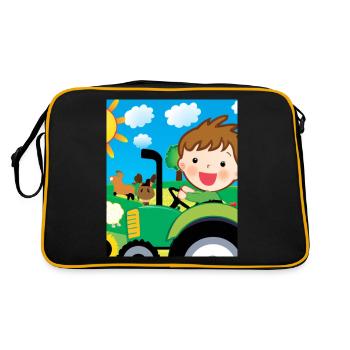Green Tractor Birthday Farm Animals - Retro Bag - black/gold - Back