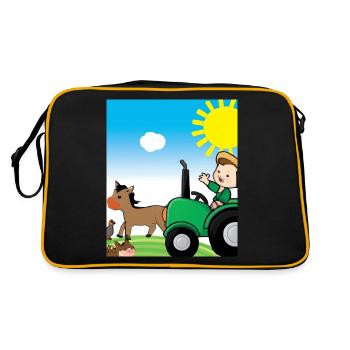 Tracteur vert anniversaire animaux de la ferme - Sac Retro - noir/or - Dos