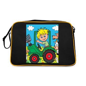 Tracteur vert anniversaire animaux de la ferme - Sac Retro - noir/or - Dos