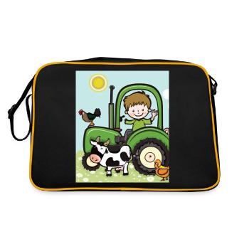 Tracteur vert anniversaire animaux de la ferme - Sac Retro - noir/or - Dos